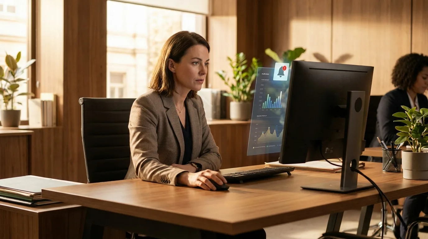 Law firm CRM shown through an intake specialist reviewing a personal injury client pipeline on a dashboard