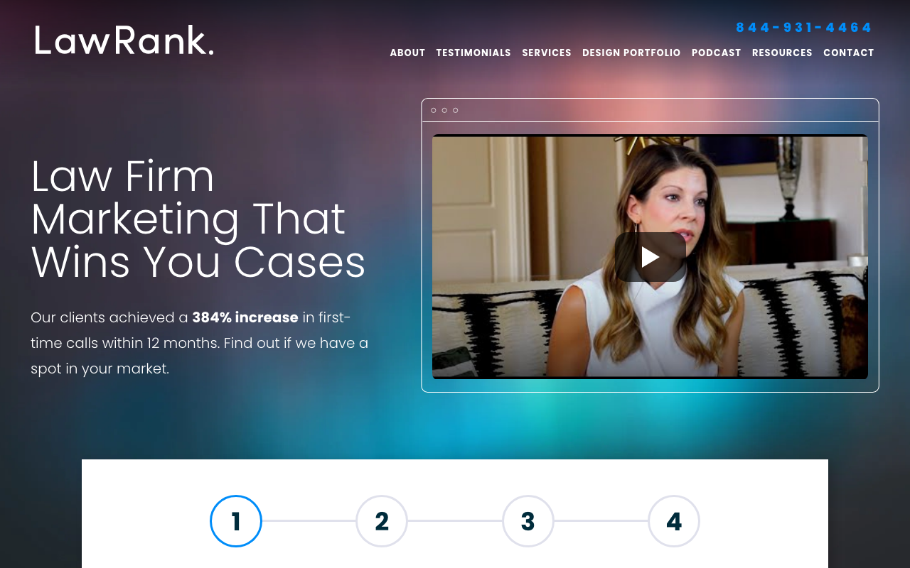LawRank homepage, legal SEO agency for law firms