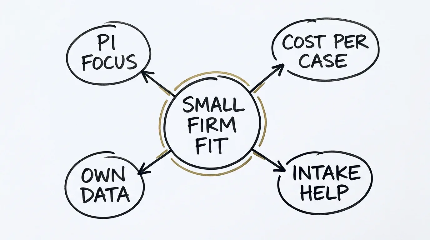 Personal injury lawyer marketing agency requirements for small firms shown through a napkin mind map