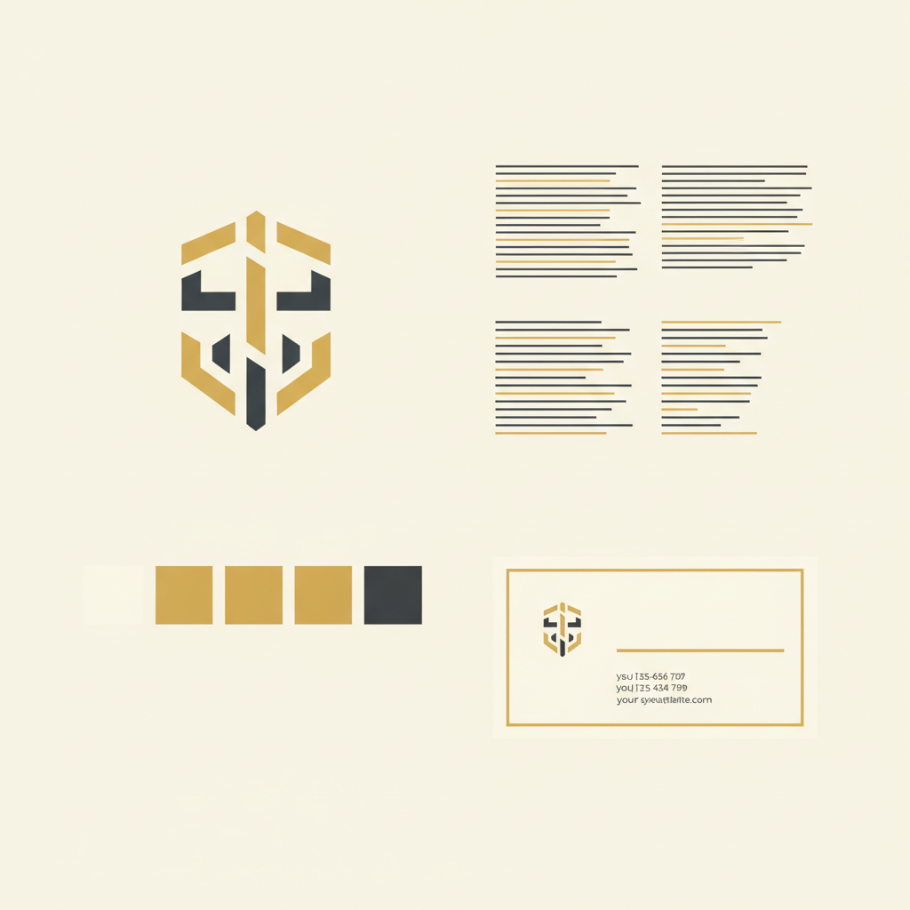 Law firm brand identity illustrated through a coordinated brand board with logo colors and typography