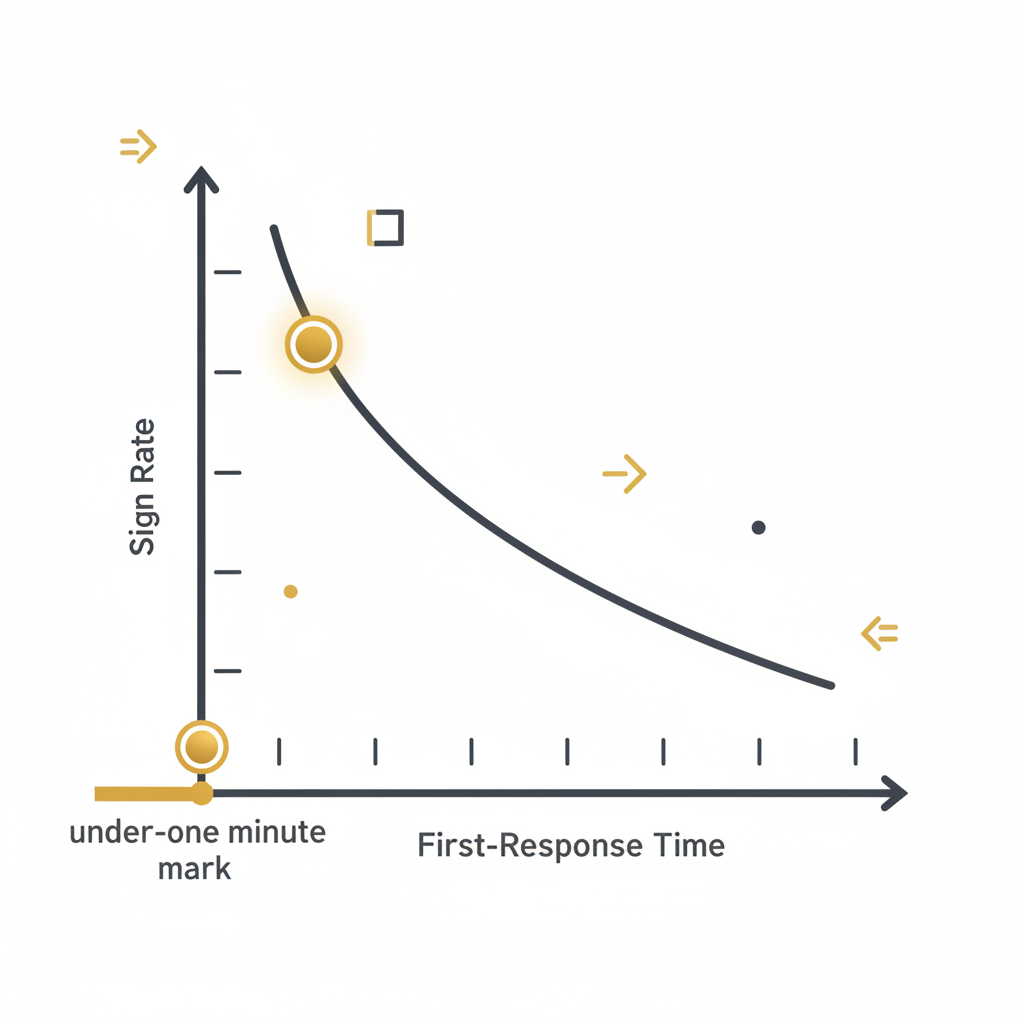 law firm crm benchmark illustrated through a speed-to-lead versus sign-rate curve for personal injury firms