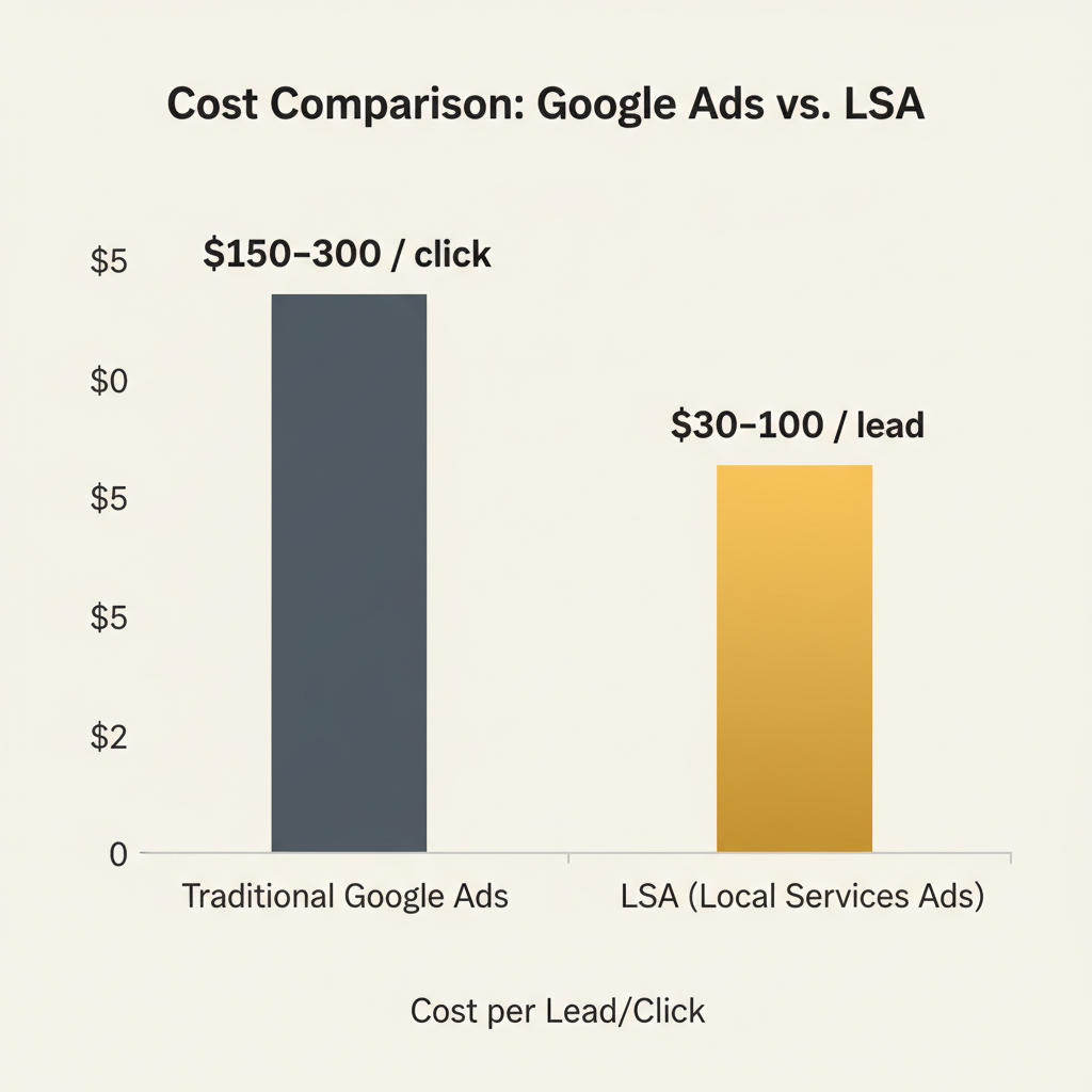 Google Ads versus Local Services Ads cost comparison for MVA leads for law firms
